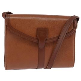 Autre Marque Borsa a Spalla Burberrys Nova Check in Pelle Marrone Oro Auth bs30266