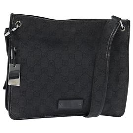 GUCCI GG Canvas Schultertasche Schwarz Silber 91762 Auth ep11415