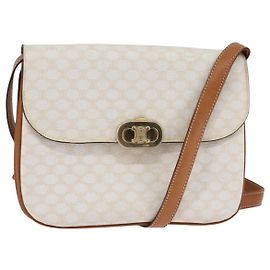 Céline Borsa a spalla in tela Macadam CELINE in pelle PVC bianca e oro Auth 146823
