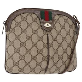 Borsa Gucci GG Supreme Web Sherry Line PVC Beige Oro Rosso 904 02 047 Auth BA6221