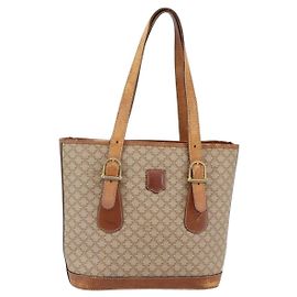 Céline CELINE Macadam Canvas Tote Bag PVC Beige Gold Auth 143582