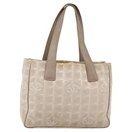 CHANEL Nuova Borsa Tote da Viaggio Nylon Beige Oro CC Auth 145082