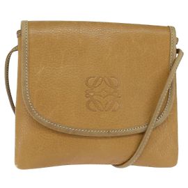 LOEWE Borsa a Spalla Anagram Pelle Beige Oro Auth BA7341