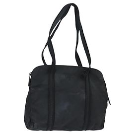 Bolso Tote PRADA Nylon Negro Plata Auth bs30431