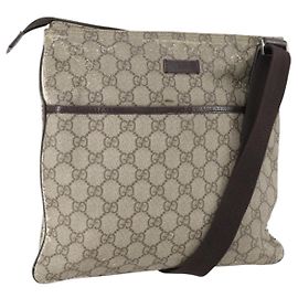 Borsa a spalla GG Supreme in PVC beige e argento di GUCCI 141626 Auth 146723