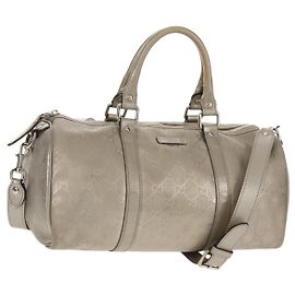 Gucci Borsa Boston GG Implementation in PVC 2 vie Argento 203696 Auth 148000