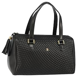 BALLY Borsa a Mano in Pelle Nera e Oro Auth BA7020