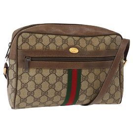 Borsa a Spalla Gucci GG Supreme Web Sherry Line PVC Beige 56 02 005 Auth ep11392