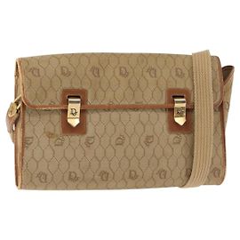 Borsa a Spalla in Tela Honeycomb Christian Dior Beige Oro Auth 147390
