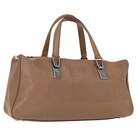 CHANEL Borsa a Mano Choco Bar in Pelle di Agnello Marrone con CC Argento Auth 149307