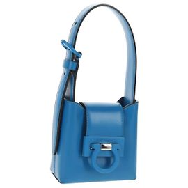 Borsa a mano mini Gancini Trifoglio in pelle blu Auth 145244M di Salvatore Ferragamo