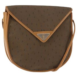 Saint Laurent Bolso de Hombro de Cuero PVC Beige Auth BA6893