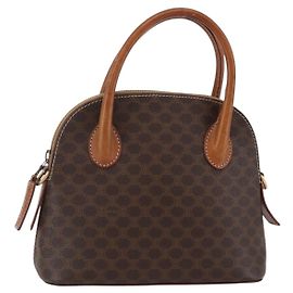 Céline Borsa a mano in tela Macadam CELINE in pelle PVC marrone Auth ki6076