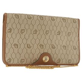 Borsa a spalla in tela a nido d'ape Christian Dior in pelle PVC beige Auth sw1596