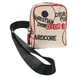 Bolso Hardcore de Lona Blanco Rojo Auth 143024V Christian Dior