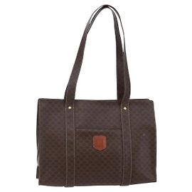 Céline Borsa tote in tela Macadam CELINE in pelle PVC marrone oro Auth ep11358