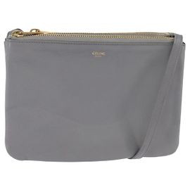 Céline CELINE Trios Mall Schultertasche aus Leder Grau Gold Auth BA7046