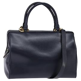 Céline Borsa a mano CELINE in pelle 2 in 1 blu navy oro Auth 148353
