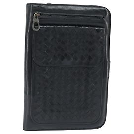 Autre Marque Borsa clutch in pelle nera INTRECCIATO di BOTTEGA VENETA Auth bs30412