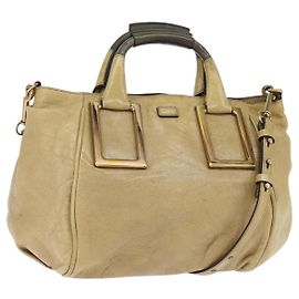 Chloé Borsa a mano in pelle Chloe Etel 2 vie beige oro Auth BA7364