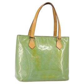 LOUIS VUITTON Borsa a Mano Monogram Vernis Houston Blu Baby M91005 LV Auth gh1056
