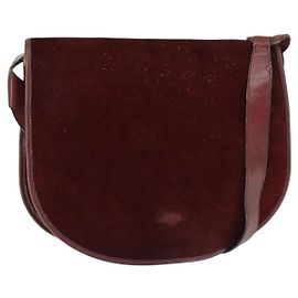 Borsa a Spalla BALENCIAGA in Pelle Suede Bordeaux Oro Auth bs30414