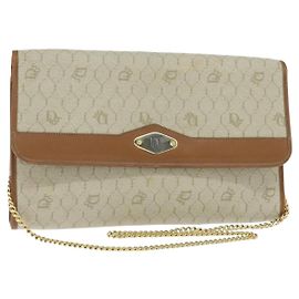 Bolso de hombro de lona de panal Christian Dior beige Auth bs30461