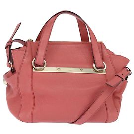 Chloé Bolso de Mano de Cuero Chloe Bridget 2 en 1 Rosa Dorado Auth BA7368