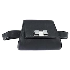 Marsupio in Pelle Intrecciato Nero Argento Auth bs30383 - Autre Marque
