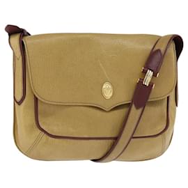 Cartier Borsa a Spalla in Pelle Beige Oro Auth BA7353