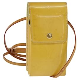LOUIS VUITTON Portafoglio Walker Monogram Vernis Giallo Lime M91074 LV Auth BA6985