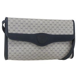 GUCCI Micro GG Canvas Tasche aus PVC-Leder in Marineblau und Gold 004 161 0670 Auth BA7240