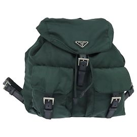 Zaino PRADA in nylon khaki argento autentico 121319