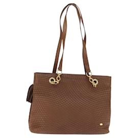 BALLY Tote Bag Leder Braun Gold Auth BA7304 - Bally