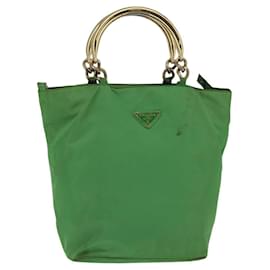 PRADA Borsa a mano in nylon verde oro Auth 145926
