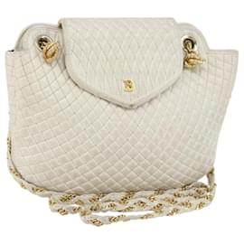 BALLY Borsa a Spalla a Catena Pelle Bianca Oro Auth bs30645 - Bally