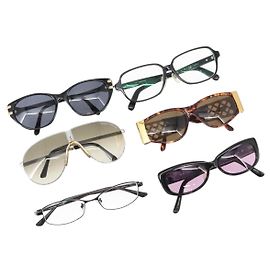 GIVENCHY POLICE Dunhill ANNA SUI Glasses plastic 6 Set Black Silver Auth 148982