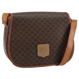 Céline Borsa a Spalla in Tela Macadam CELINE PVC Marrone Oro Auth bs30306