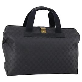 Borsa Boston GG Canvas Gucci Nera Oro Auth 121312