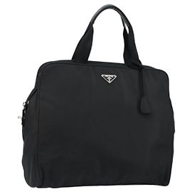 Borsa Tote Prada in Nylon Nero Argento Auth bs29772