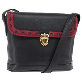 SAINT LAURENT Borsa a Spalla Pelle Nera Oro Auth 148350