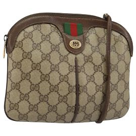 Borsa Sherry Line GG Supreme Web di GUCCI in PVC beige e oro 904 02 047 Auth 147496