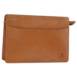 LOUIS VUITTON Pochette Uomo Epi Borsa Marrone Zipangu Oro M52528 LV Auth 148065