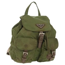 Zaino PRADA in nylon khaki argento autentico 148793