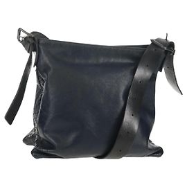 Autre Marque Borsa a Spalla in Pelle Intrecciato Bottega Veneta Blu Navy Auth bs30505
