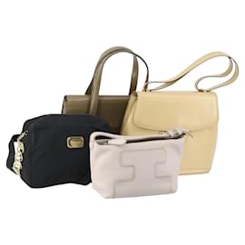 BALLY Borsa a Spalla Nylon Pelle 4 Set Beige Nero Auth bs30531