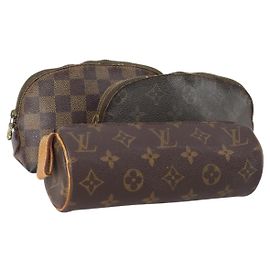 LOUIS VUITTON Pochette Monogram 3 Set LV Auth 150208