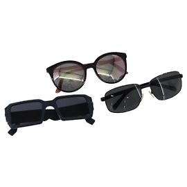Lunettes de soleil PRADA Fendi en plastique 3 pièces Rose Noir Marine Auth 142082
