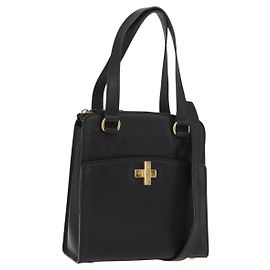 Céline Borsa a mano CELINE in pelle 2 in 1 nera e oro Auth 151063