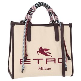 Borsa Tote ETRO in tela 2 in 1 bianca e oro Auth 152152